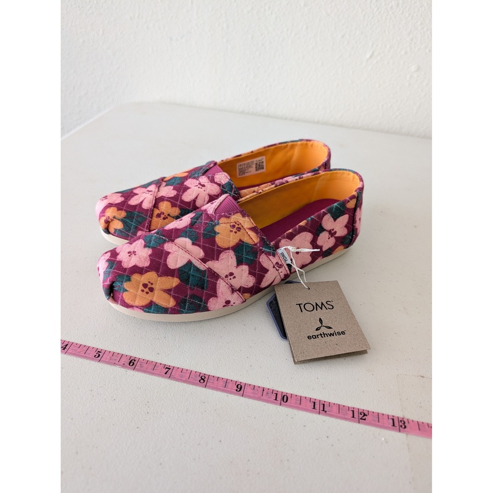 Toms Alpargata Earthwise Floral Quilted Slip On Shoes Plum Pink Womens 7